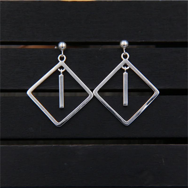 Женские серьги-полоски из серебра 925 пробы квадратные геометрические | Украшения