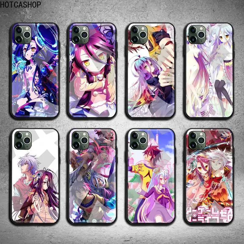 

Anime Game NO life Phone Case Tempered Glass For iPhone 12 pro max mini 11 Pro XR XS MAX 8 X 7 6S 6 Plus SE 2020 case