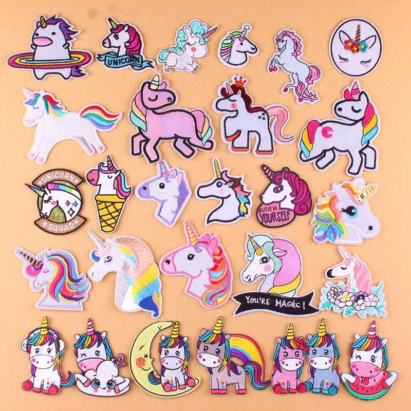 Нашивки в форме единорога для милых животных нашивки одежды с вышивкой детской