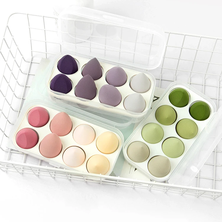 Косметическая губка для макияжа 8 шт. с коробкой хранения влажной и сухой красоты