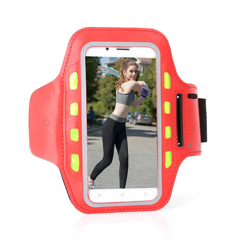 

Universal Running Armband For IPhone 7 6 Xr 11 2019 LED Flash Sports Phone Pouch Cover Arm Band Mobile Phone Accessories 6.1 Inc