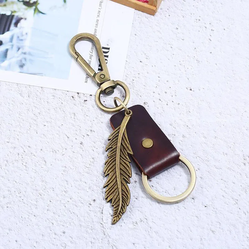 Крючки для сумок изящные подвески в виде листьев и перьев брелки мужчин модные