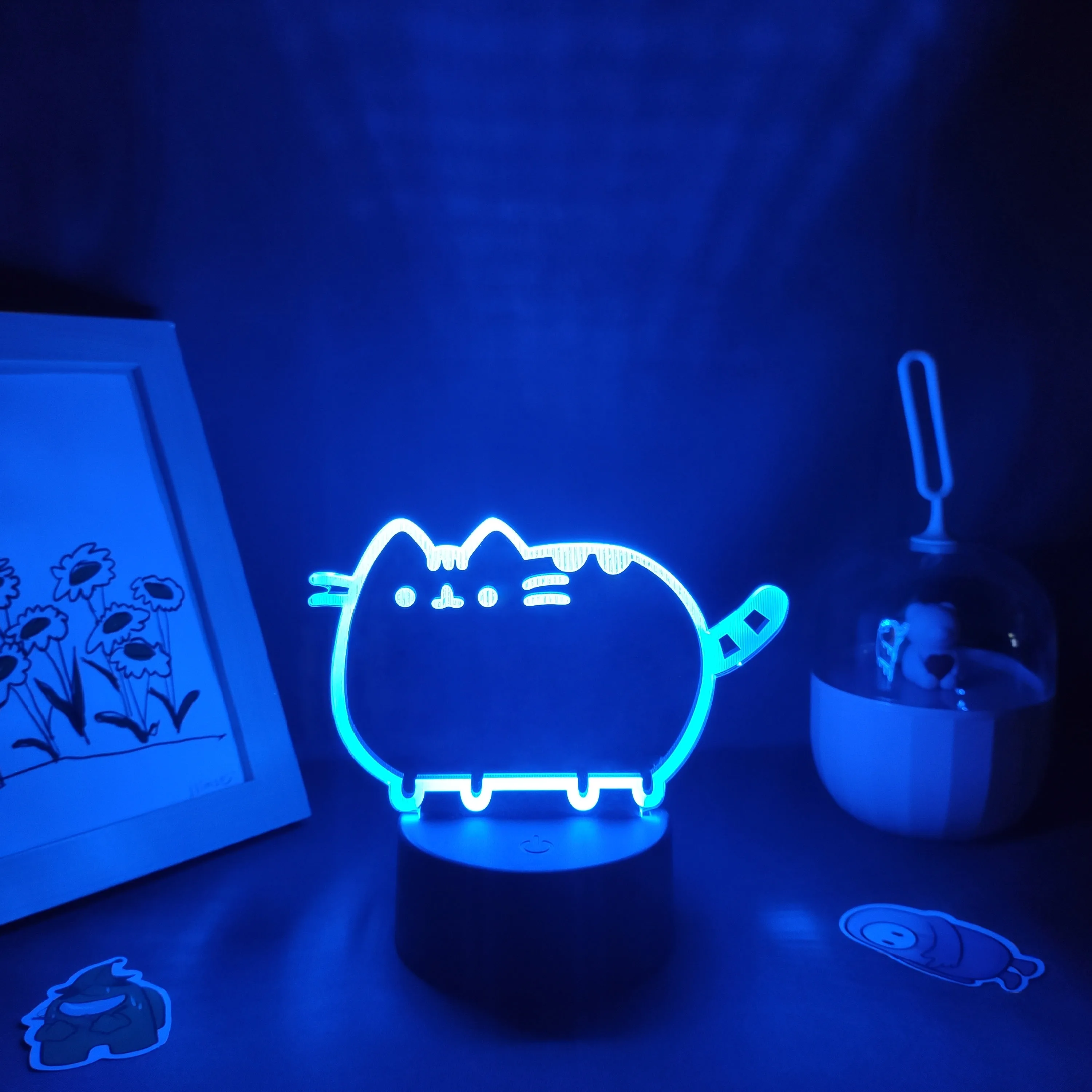 Cute Animal Cat Kitten 3D LED Neon Lava Lamps RGB Battery Night Light Colorful Gift For Kid Child Kawai Bedroom Table Desk Decor