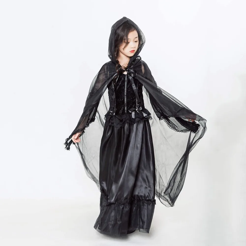 

Costume Halloween Carnival Party Parent Child Witch Vampire Cosplay Costume Performance Suit Black Sleeveless Dress Costume Prop