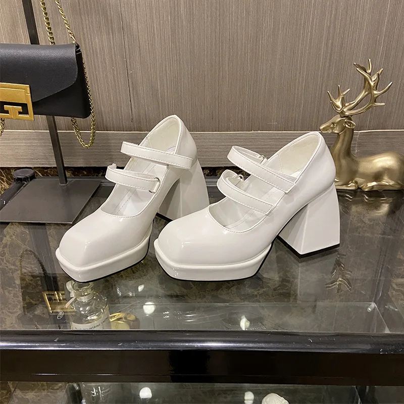 

2021 Design Fashion Mary Jane Women's Shoes PU Leather Square Toe High Heels Women Pumps Shoes Ladies Dress Party Retro Pumps