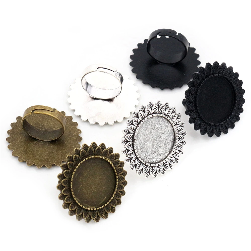 20 мм 5 шт античное посеребренное регулируемое латунное кольцо настройки