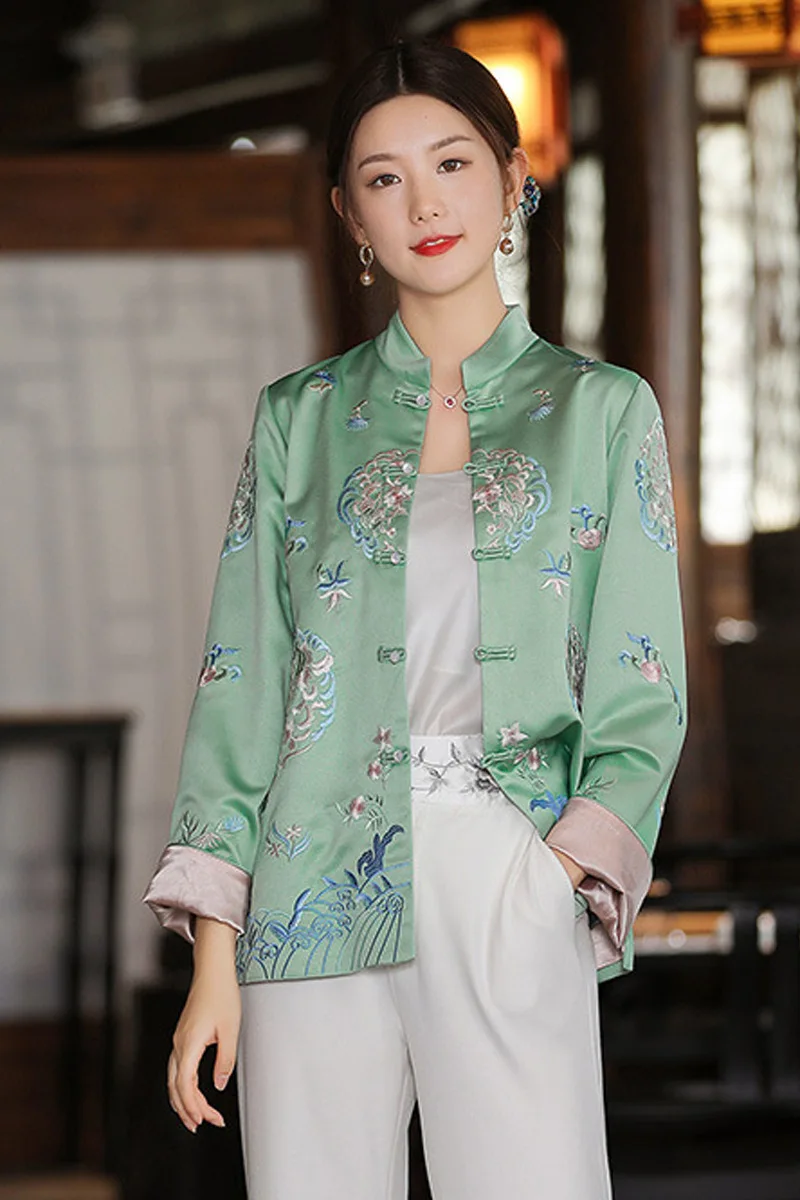 Новый Tang Cheongsam стиль Топ Блузка длинная куртка для женщин | Тематическая одежда и