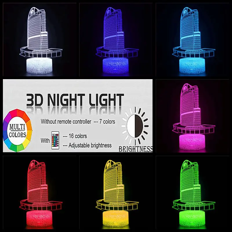 3D строительный светильник башня замок статуя проекция дома спальни настольное