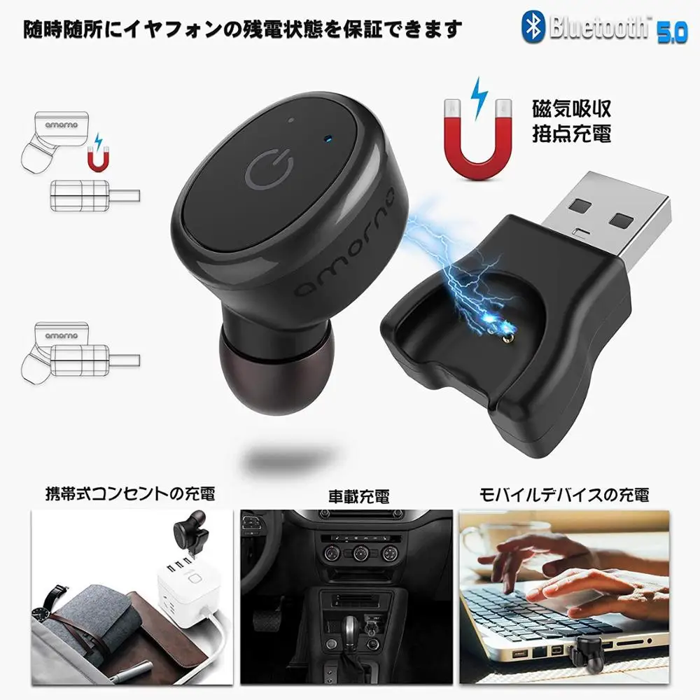 Мини Bluetooth наушники Amorno Спортивные Беспроводные водонепроницаемые TWS с