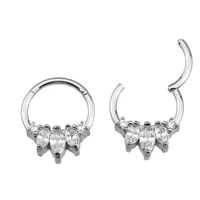 316l surgical steel zircon hinged segment clicker nose ring ear cartilage nostril lip helix hoop septum piercing body jewelry