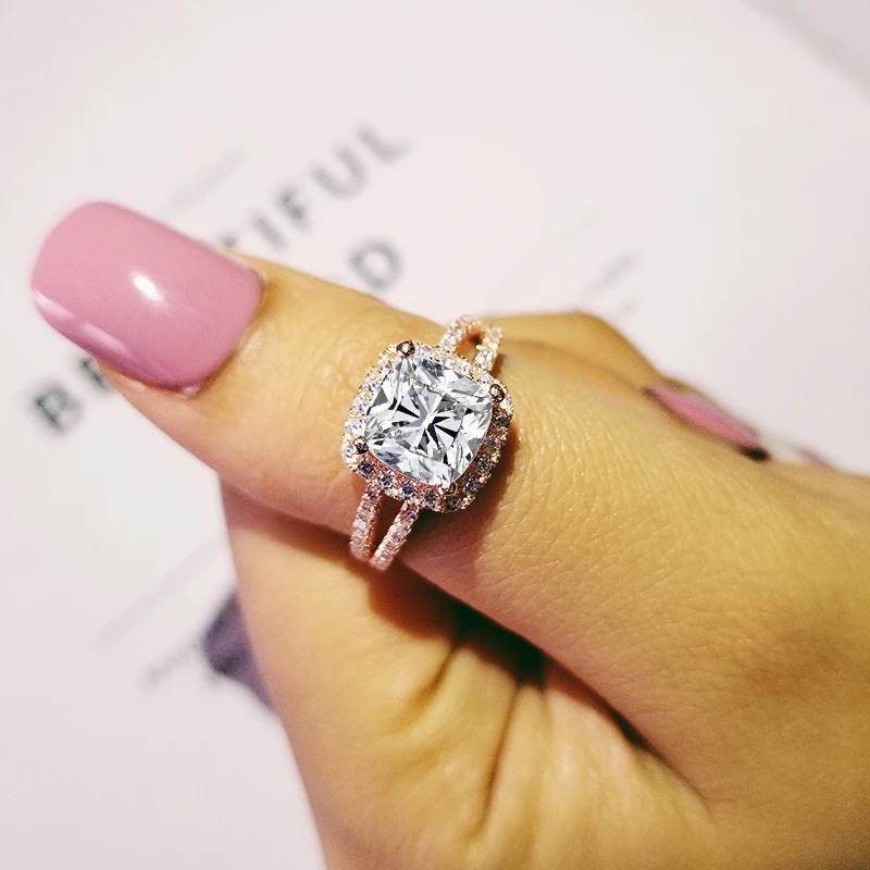 Женское Обручальное кольцо из циркона розового золота модное свадебное