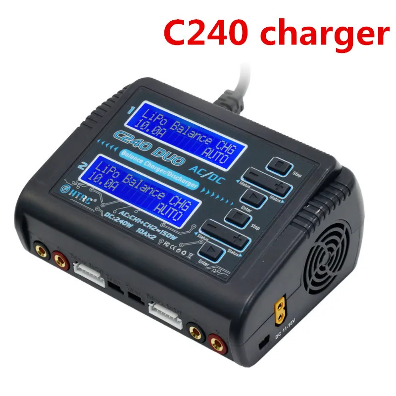 C240 Charger HTRC T240/C240 DUO AC 150 Вт DC 240 Вт 10A сенсорный экран двухканальный аккумулятор баланс зарядное устройство Dis зарядное устройство для модели радиоуправляемого дрона игрушки - Цвет: C240 Charger