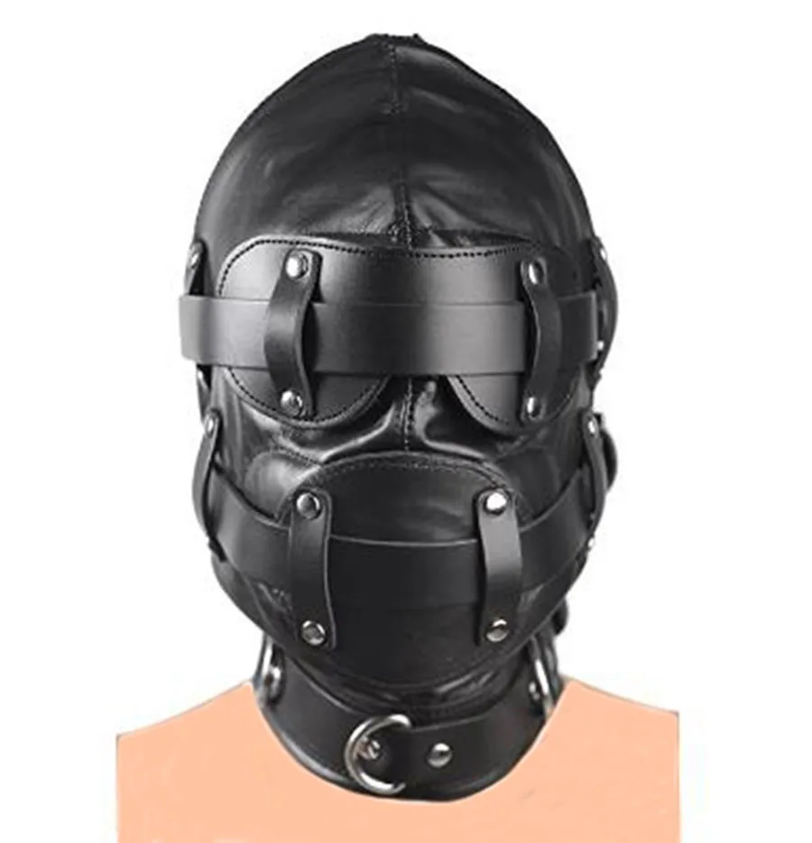 SM Leather Padded Hood Blindfold,Head Harness Mask Gag, BDSM Bondage ,Sex Toys For Couples Accessories