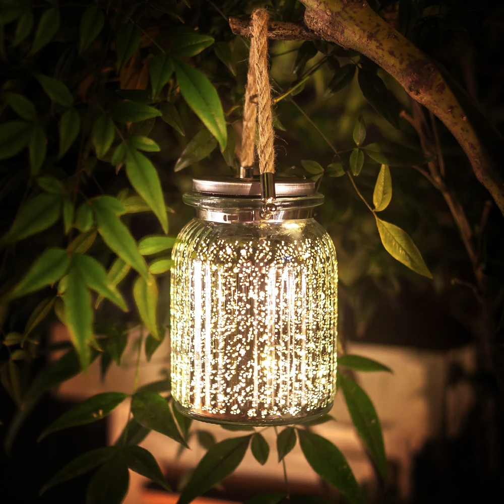 Солнечная ртуть стеклянная банка огни серебряные настольные лампы Висячие