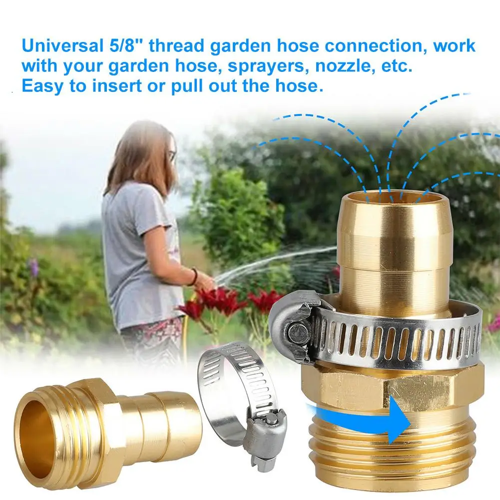 

3Pcs Durable High Strength Anti-rust 5/8 Inch Garden Hose Repair Male Female Joint Connector Kit with 3 Clamps