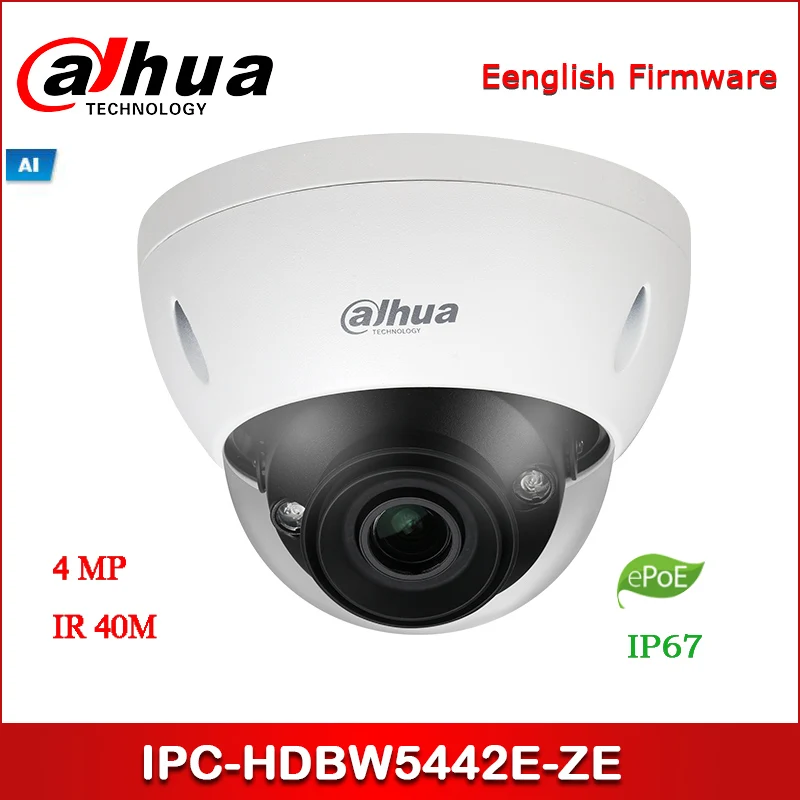 

IP-камера Dahua IPC-HDBW5442E-ZE 4MP WDR IR Dome AI сетевая камера 2,7 мм-12,0 мм моторизованный объектив с ePOE