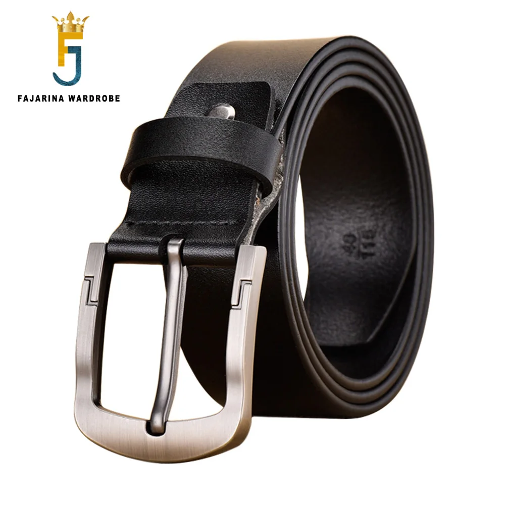 FAJARINA Fashion Retro Alloy Buckle Metal Belts Quality Cowskin Casual Jeans 2nd Layer Cow Skin Leather Belt for Men N17FJ827