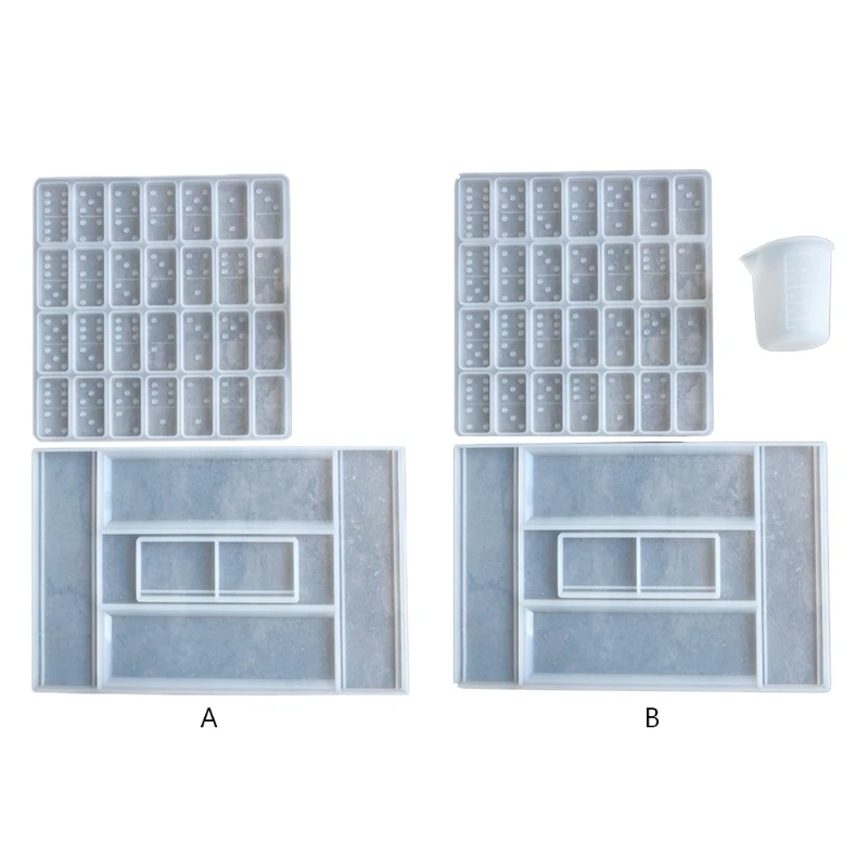 D0LC Dominoes Epoxy Resin Mold Dominoes Storage Box Silicone Mold DIY Crafts Jewelry Storage Case Holder Casting Tool