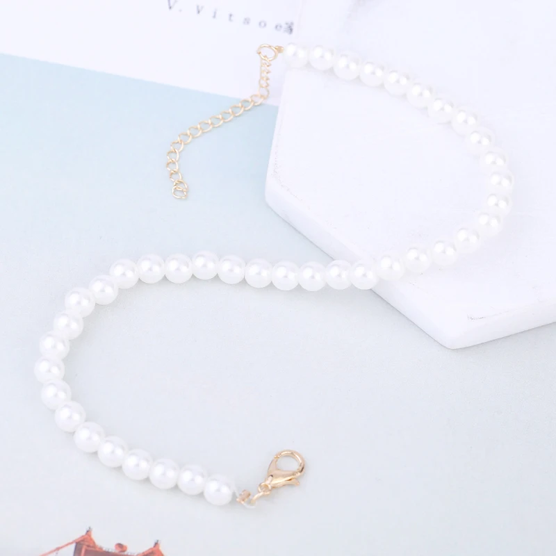 Классический жемчужный браслет для ног женский на лодыжке пляжные имитация