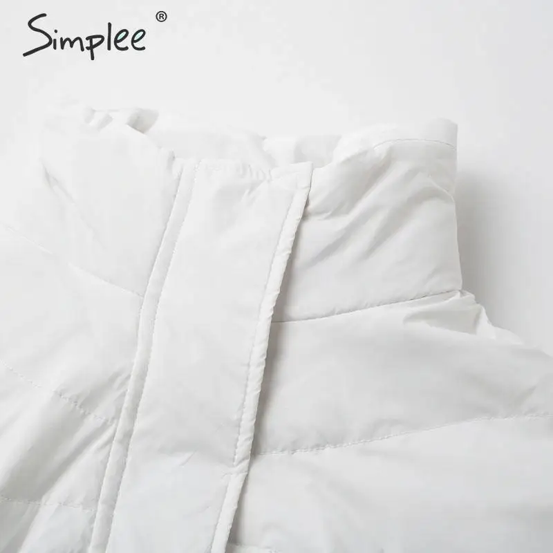 Simplee Fashion warm women long parkas Zipper pockets autumn winter outwear female padded coat Loose soft ladies white overcoats | Женская