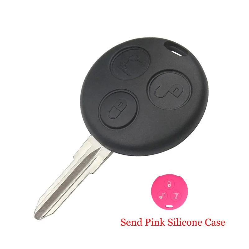remote with pink OkeyTech дистанционный ключ для Mercedes Benz Smart Fortwo 450 451 454 Roadster Forfour Автомобильный ключ отправить силиконовый чехол 433 МГц 3 кнопки - Количество кнопок: remote with pink