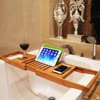 nordic style multifunctional telescopic wooden bathtub bath bridge wine glass tablet computer bracket tray bathroom accessories