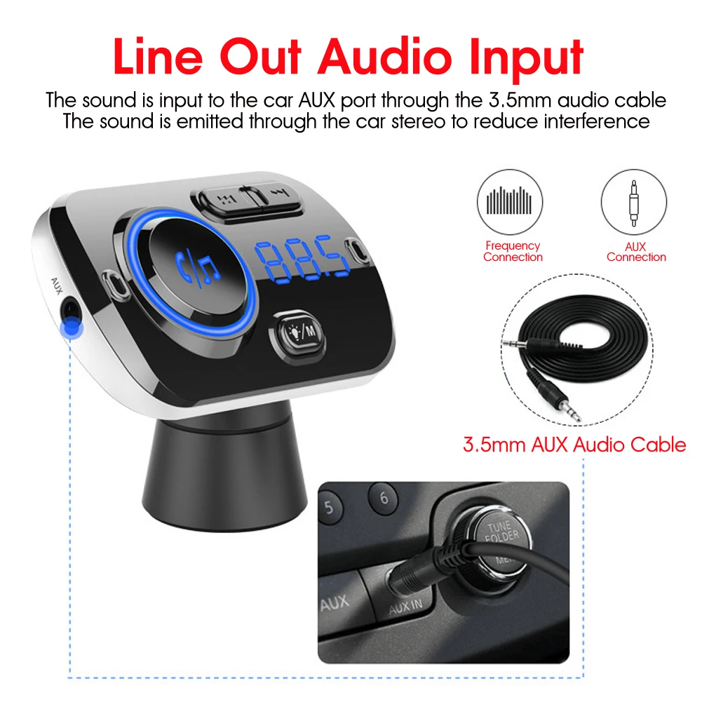 Беспроводной автомобильный FM-трансмиттер Bluetooth 5 0 радиокомплект mp3-плеер AUX
