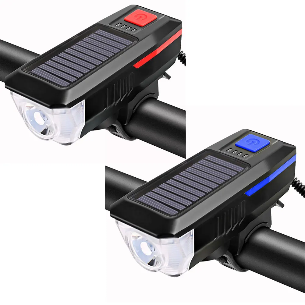 

USB Rechargeable Solar Charging Bike Light 3 Modes MTB Bicycle Front Cycling Safety Warning Light Waterproof Bicycle Light