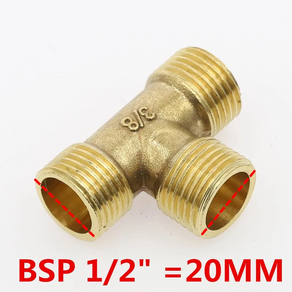 1 шт. 1/" 1/4" 3/" 1/2" BSP мужской тип тройника с резьбой 3 пути латунные фитинги для труб адаптер соединитель для воды - Цвет: 04 Male
