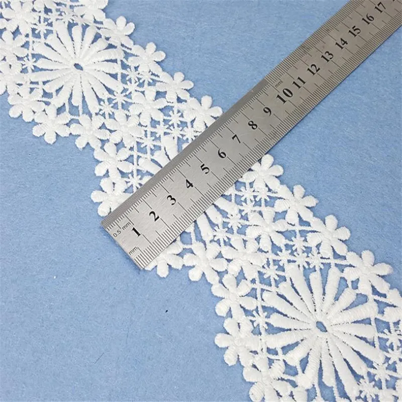 Белая Цветочная хлопковая вышитая кружевная ткань искусственная отделка