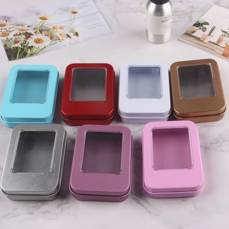 

Clear Window Cover Tin Box Metal Tin Jars Iron Key Nail Clippers Storage Container Toothpick Box