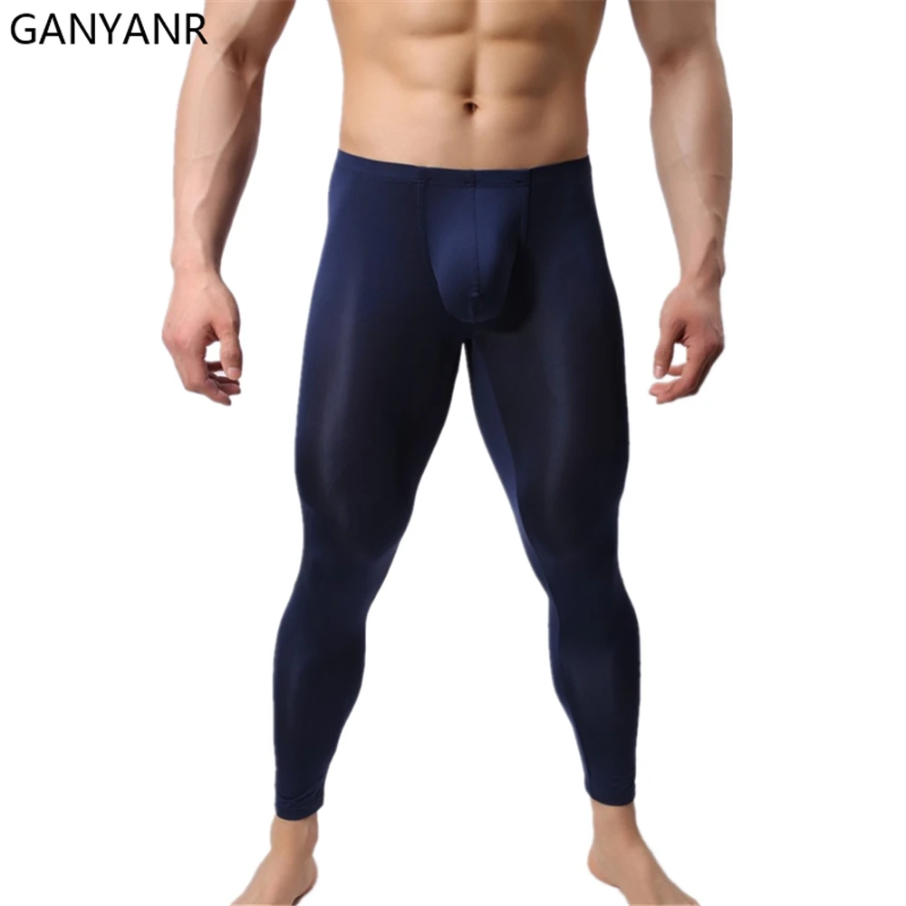 GANYANR Running Tights Men Compression Leggings Gym Sportswear Fitness Sport Pants Sexy Basketball Jogging Exercise Athletic