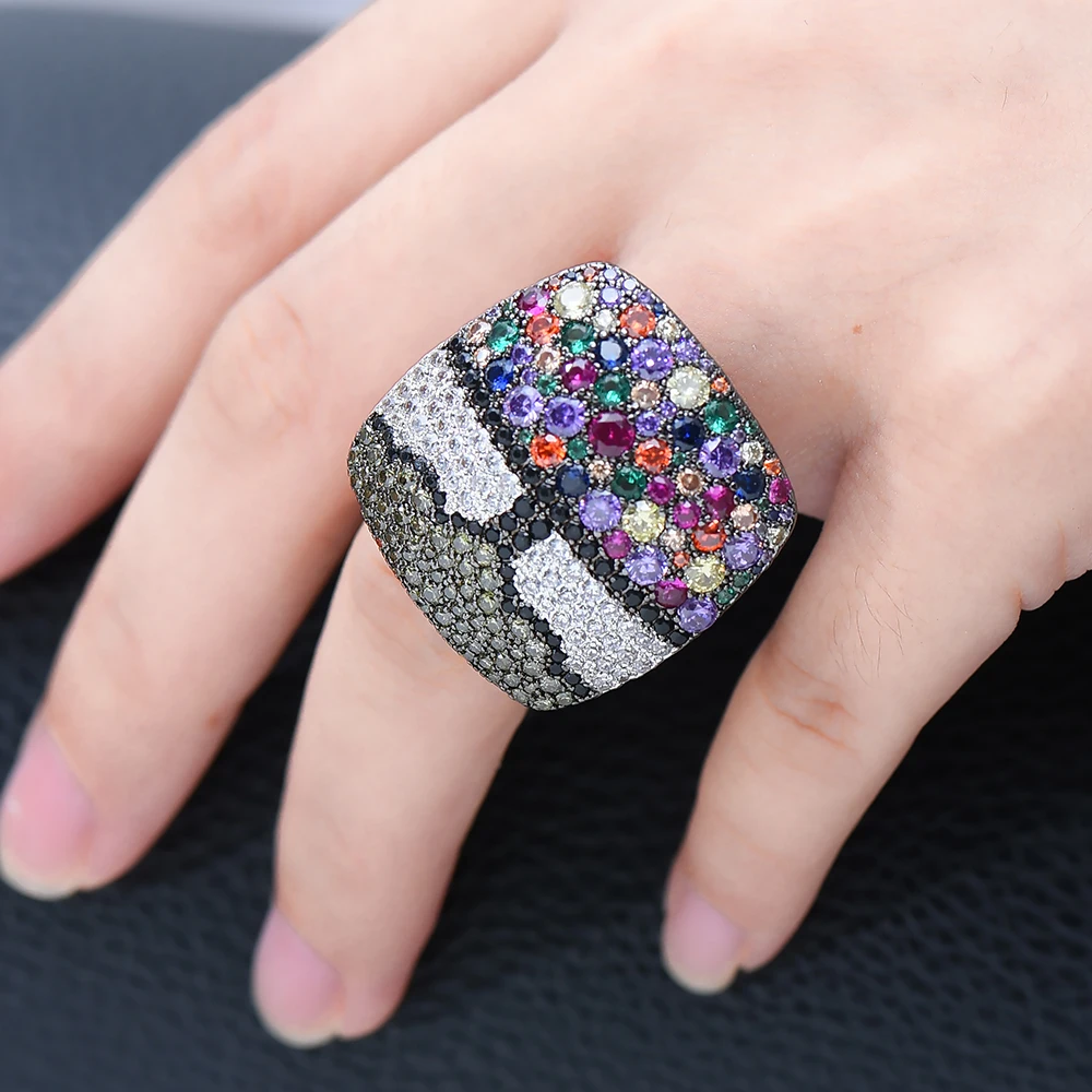 

3 Colors High Quality Charms Luxury MAXI Statement Ring Fashion Bridal Rings For Women Wedding brincos para as mulheres 2020