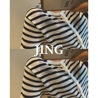 2021 womens crop top ice silk mesh striped print t shirt y2k za woman clothing shirt blouse summer korean cardigan short sleev
