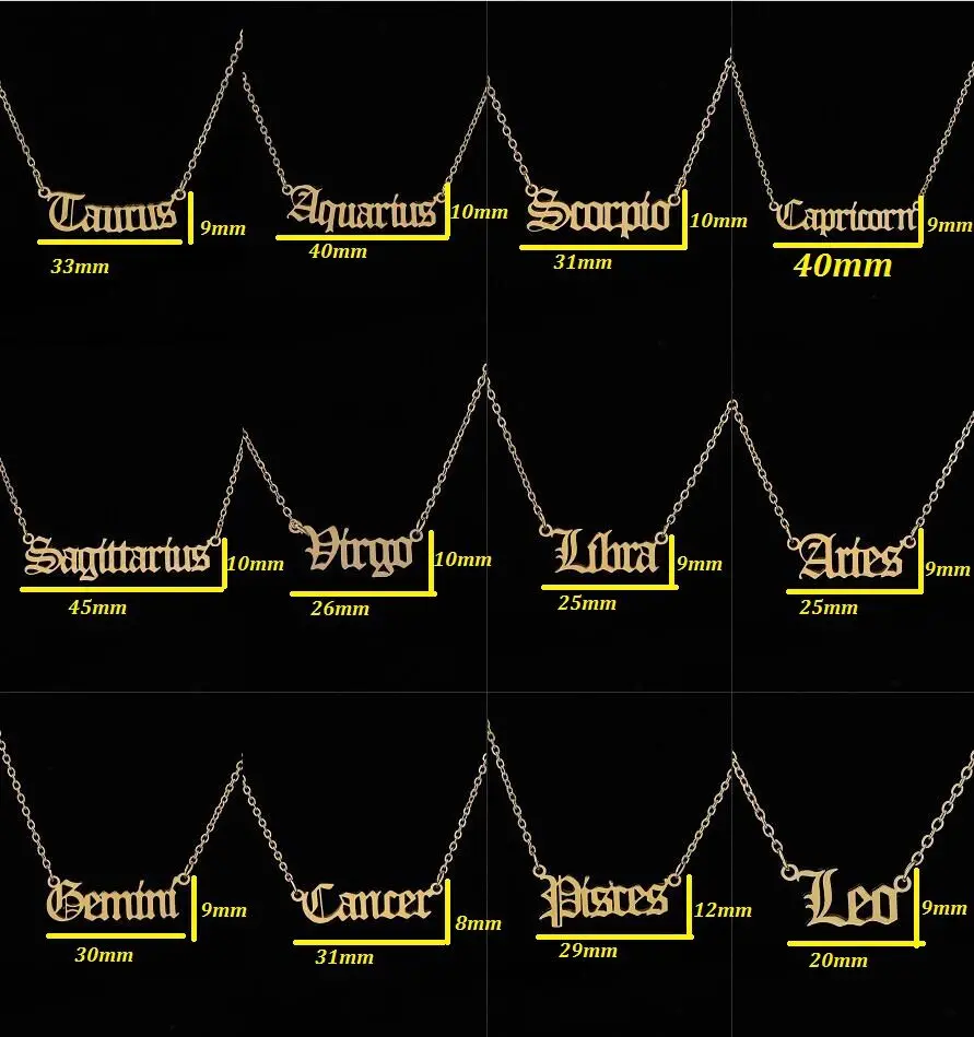 Ожерелье и подвеска Yiustar со старыми английскими буквами зодиака ожерелье из