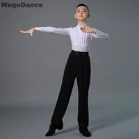 new boy latin dance shirt bodysuit wear black tango top samba rumba competition pant child ballroom dancing clothes 110 170cm