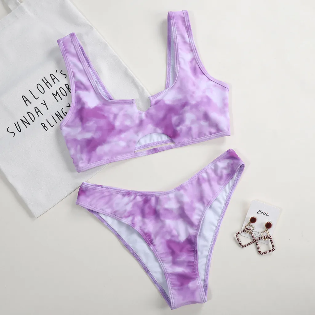 Бразильское бикини Push Up для женщин купальник с завышенной талией и треугольными