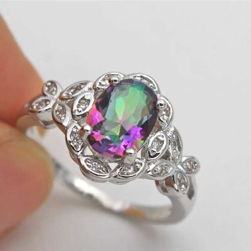 Anillos Yuzuk I 925 Серебряное ювелирное изделие семь радужных циркониевых колец