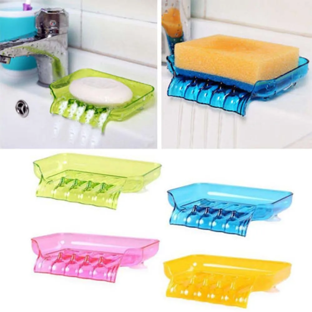 

Waterfall Plastic Soap Dish Bathroom Accessories Drain Soap Box Shower Soap Holder Draining Kitchen Sink Sponge Holder