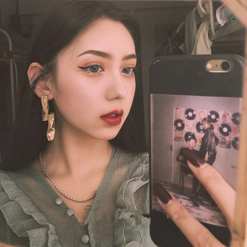HUANZHI/ геометрический Асимметричный висячий металлический Железный трубный соединитель жемчужная стальная игольчатая Серьга для женщин, вечерние