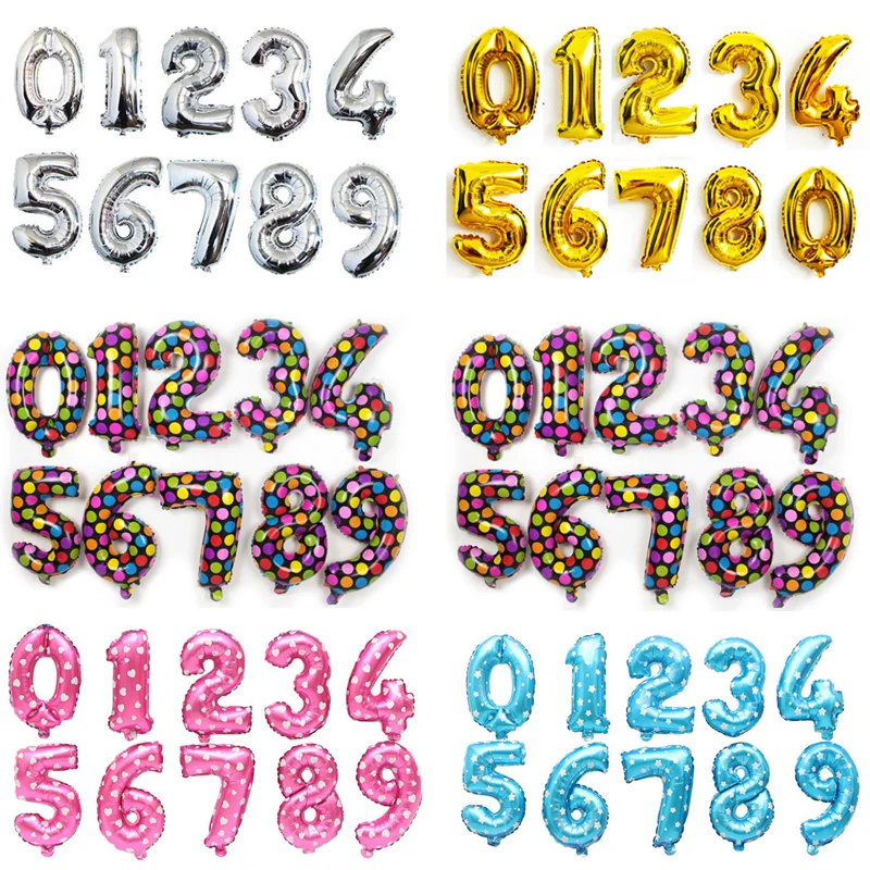

16/32inch Number Aluminum Foil Balloons Rose Gold Silver Digit Figure Balloon Child Adult Birthday Wedding Decor Party Supplies