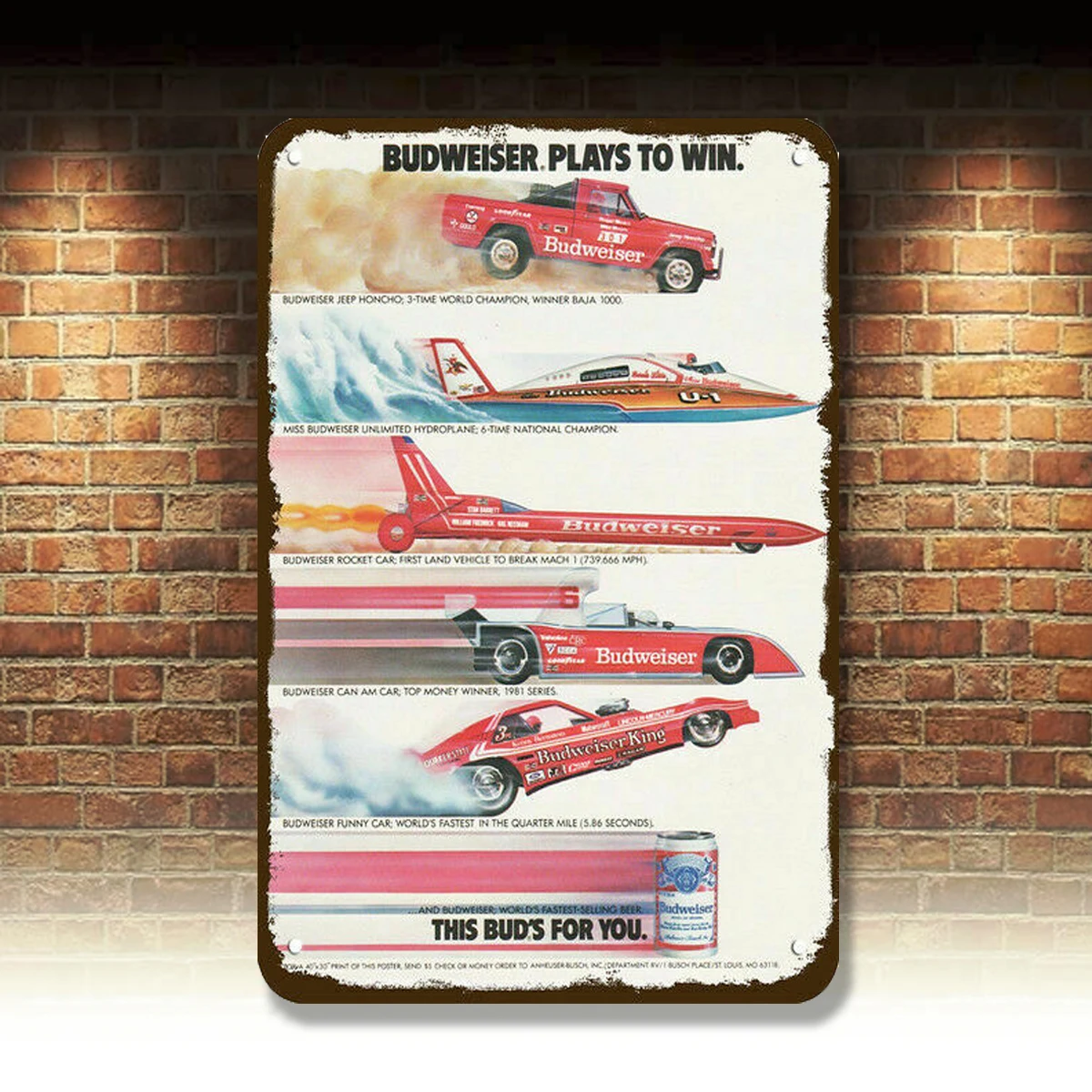 

1983 BEER Funny Car Rocket Vintage-Look DECORATIVE REPLICA METAL SIGN