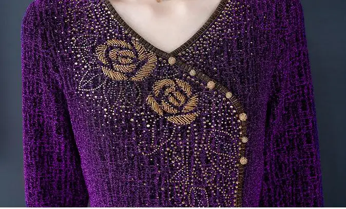 2019 новое зимнее модное женское фиолетовое длинное платье с v-образным вырезом и