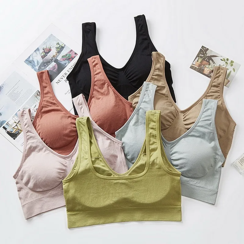 

Puimentiua U-shaped Back Bra Tube Tops Women Bralette Crop Top Candy Colors Sexy Lingerie Bras Sports Underwear Lady Street Tops