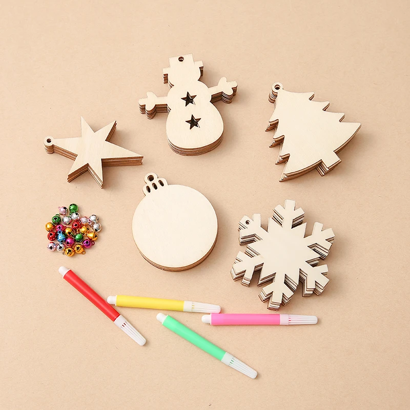 1 Juego de colgantes de Navidad para decoraci&oacute;n de &aacute;rbol de Navidad, colgante de madera pintado, accesorio de fotograf&iacute;a conmemorativo de crecimiento de beb&eacute; de A&ntilde;o Nuevo-3