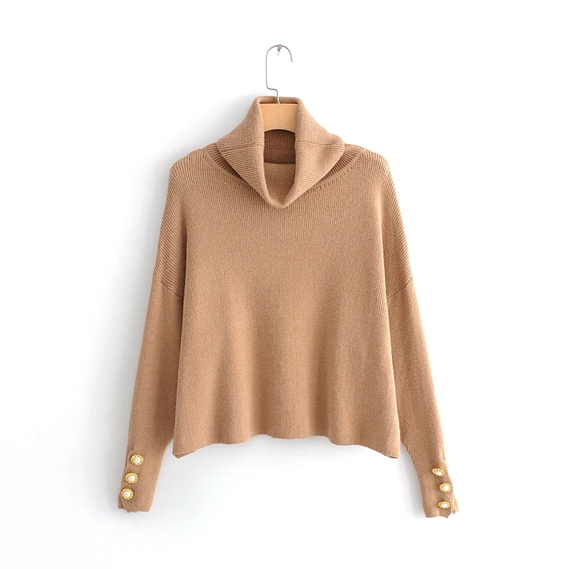 Winter Spring Casual Basic Solid Knitted Loose Short Sweaters Oversized Buttons Long Sleeve Stretchy Pullovers Female | Женская одежда