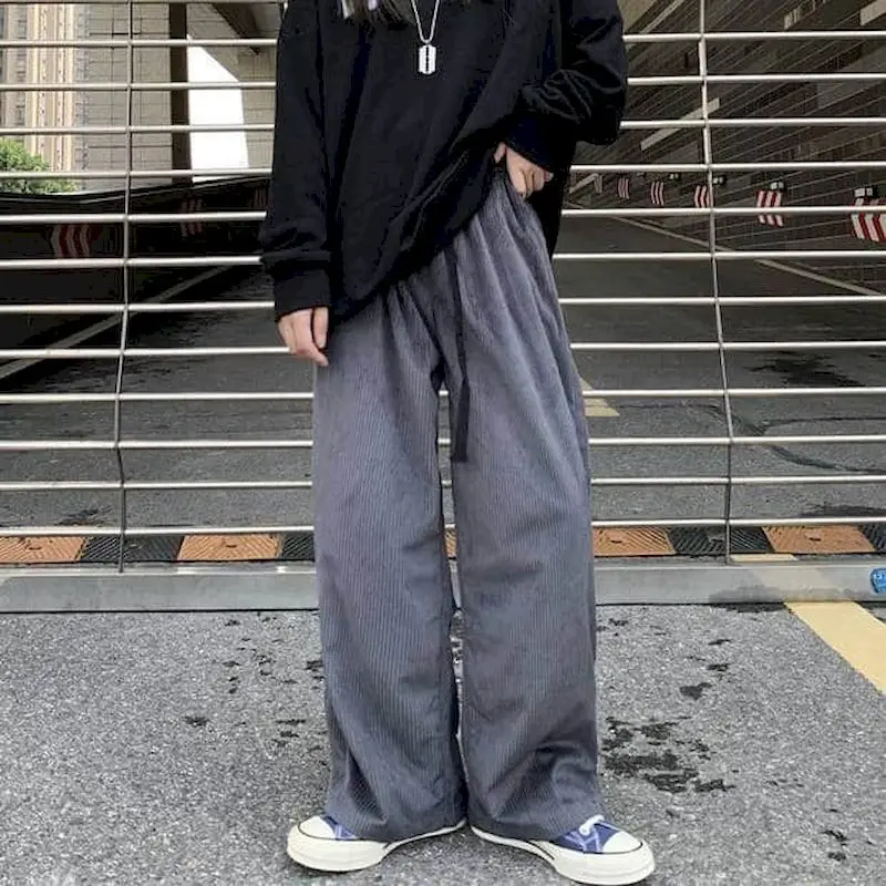 

Autumn Spring New Casual Straight Pants Men Trousers Vintage Loose Women Wide-Leg Corduroy Pants Streetwear Unisex Clothing