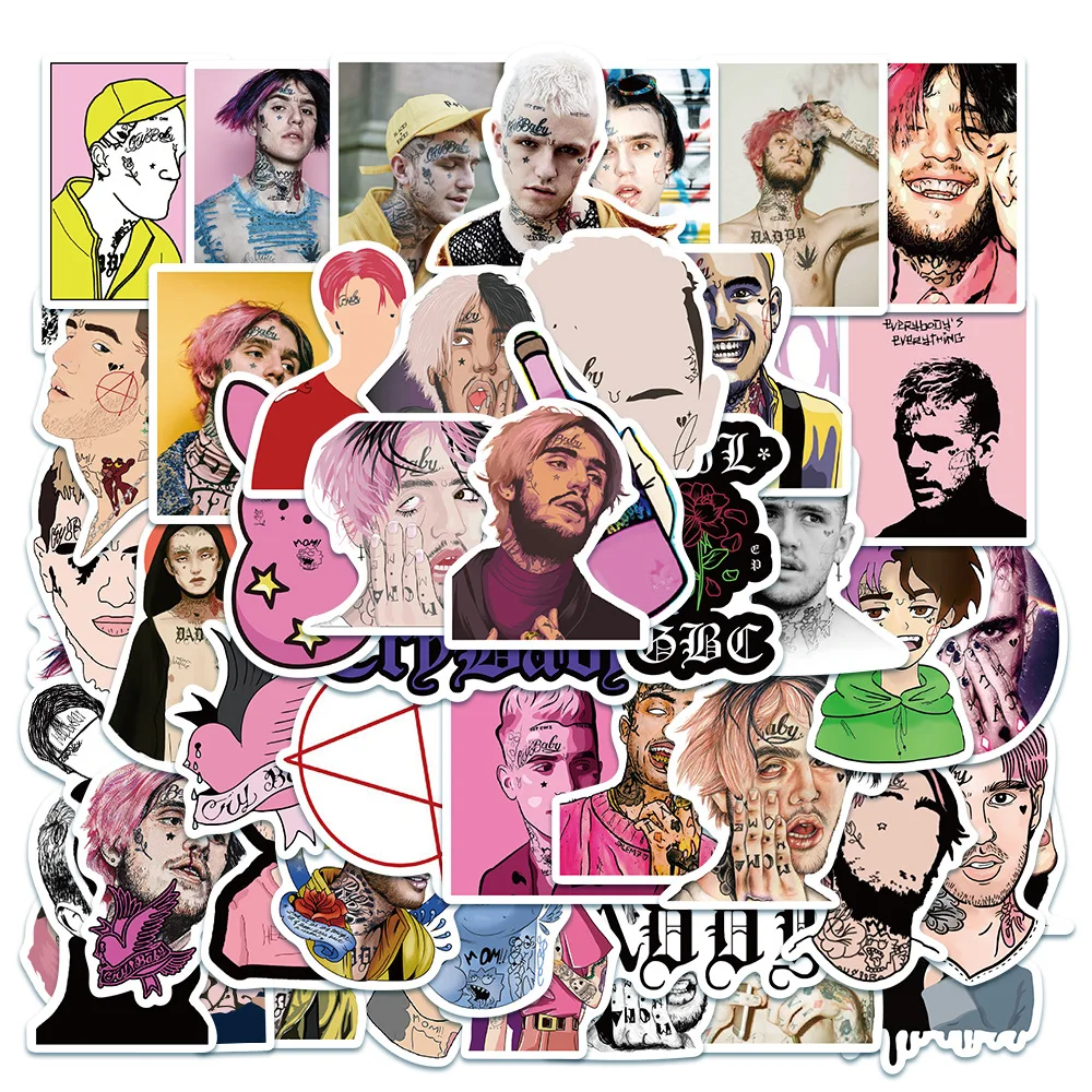 

50 шт. рэпер Lil Peep виниловые водонепроницаемые наклейки для детей подростков взрослых чемодан ноутбук велосипед скейтборд принадлежности