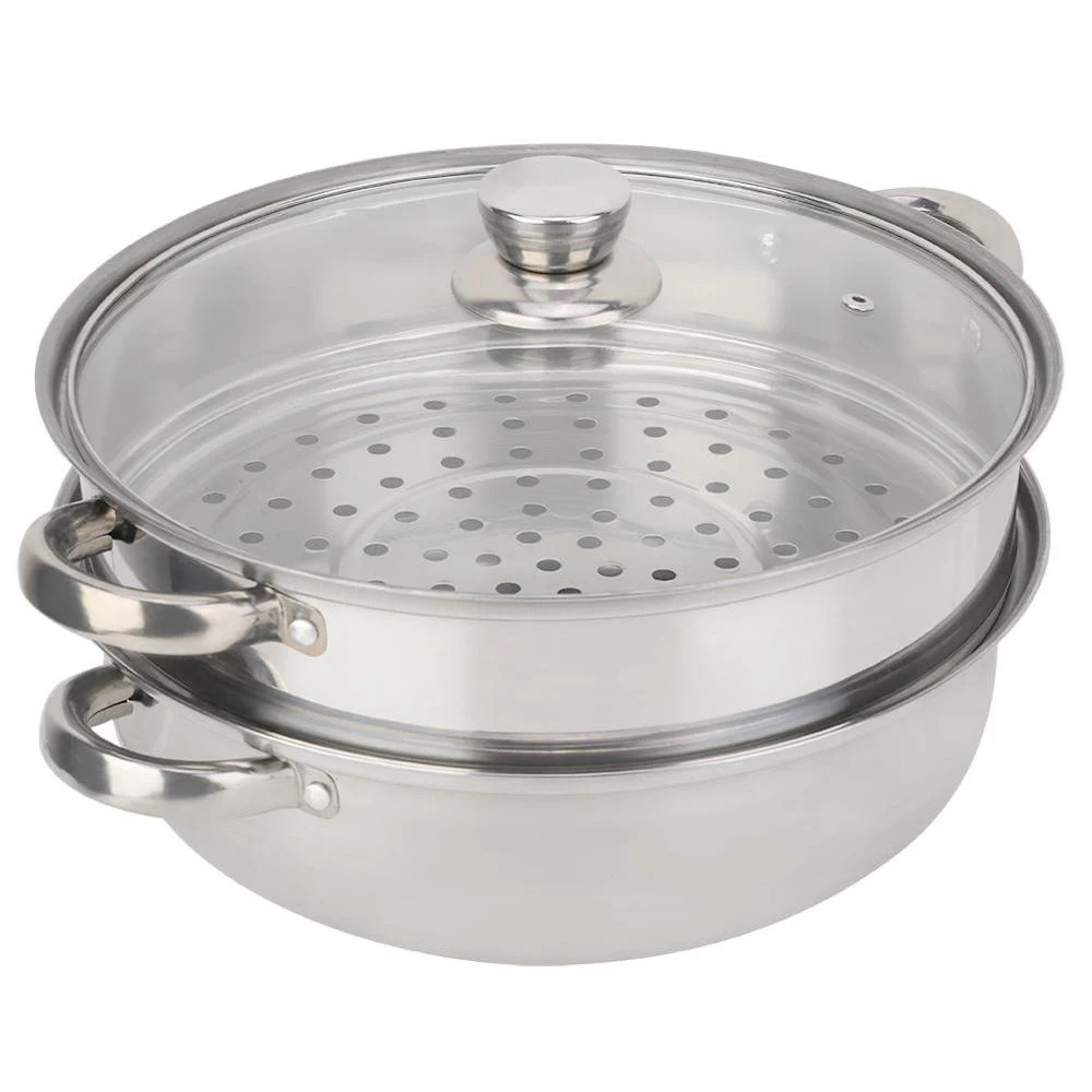 

Пароварка, кастрюля, посуда из нержавеющей стали, плита, Двойной бойлер, столовая посуда высокого качества, котел для супа на пару 27 см/11 дюйм...