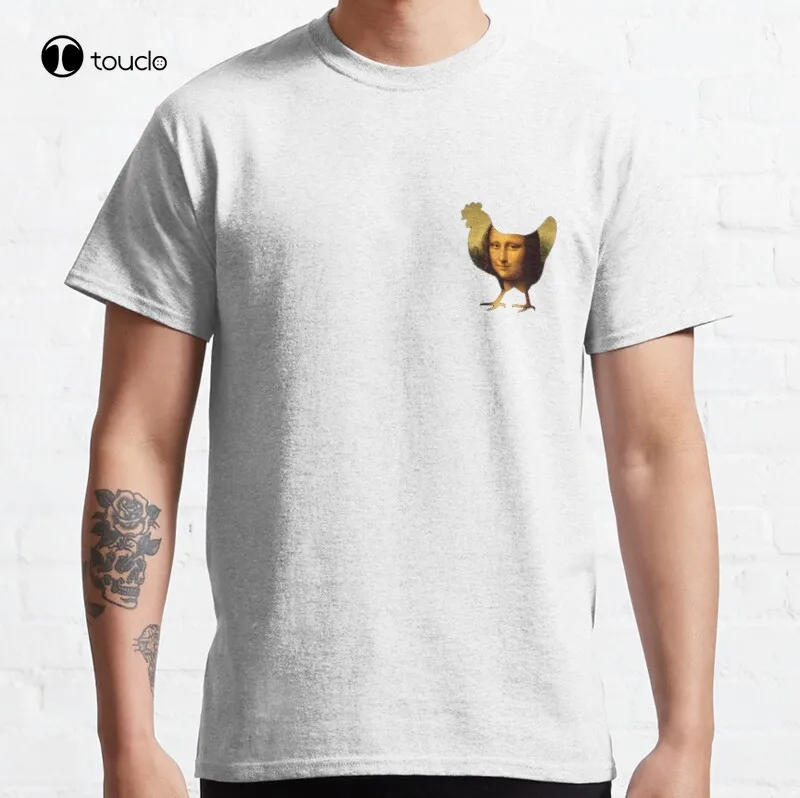 

New Mona Lisa Chicken Classic T-Shirt Cotton Tee Shirt S-5XL Unisex